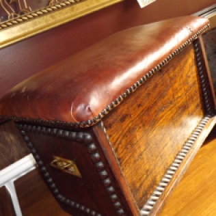 fab leather-topped oak chest